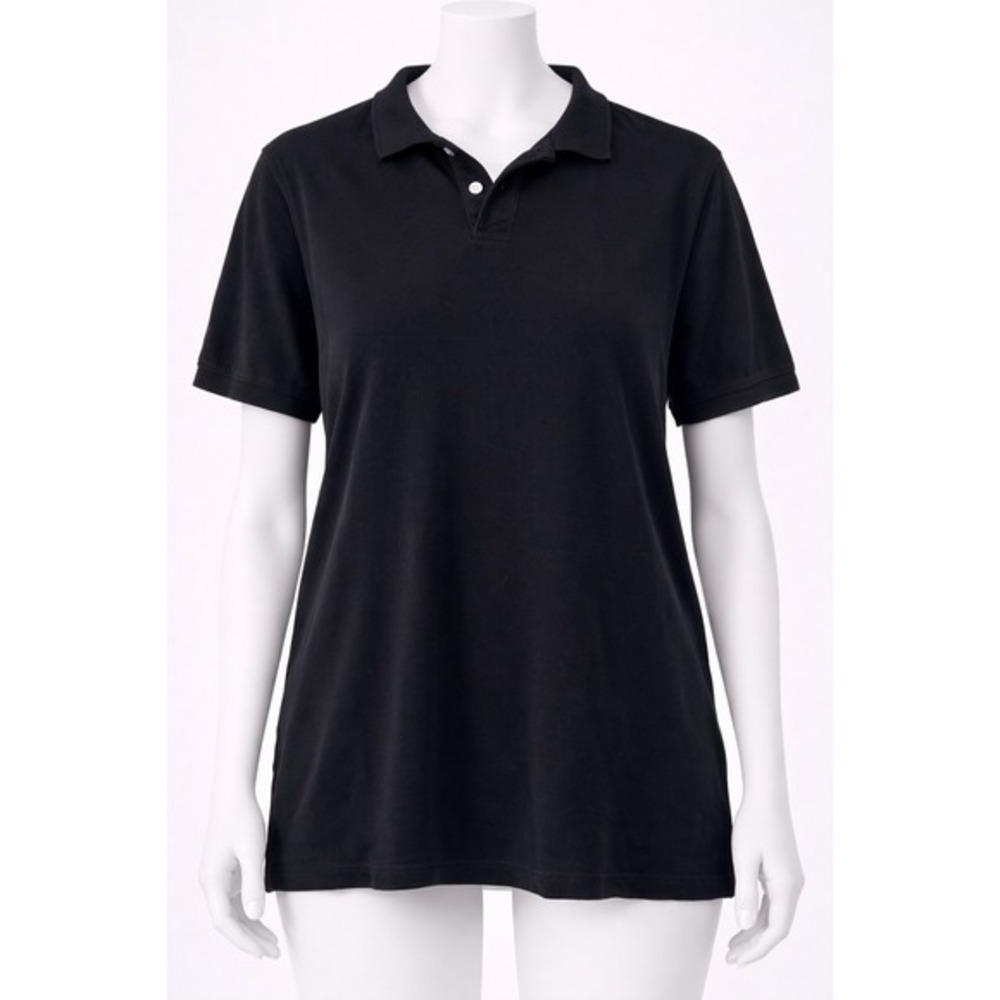 George Mens Short Sleeve Polo Shirt Black Pique Knit L 42-44 00169